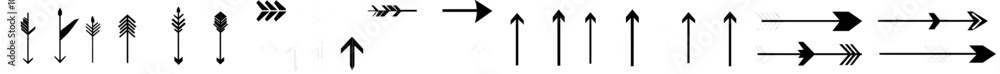 Poster a colorful set of arrows, with arrow icons. various colors of arrows. illustration of modern arrows.