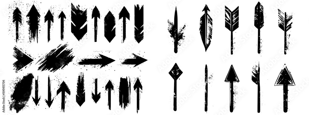 Fototapete This set of zig zag arrows and curved direction pointers is doodled with paint strokes and scribbled on with sketch arrow brushes.
