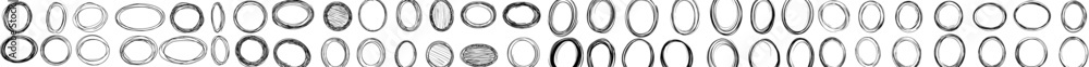 Poster an illustration of modern ovals and circles on a white background. ovals of different widths and hig