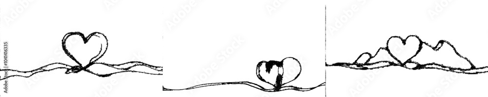 Poster the heart lines. continuous heart line drawing in eps format. one line abstract minimalist outline d