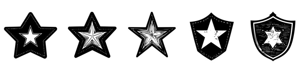 Obraz premium Icon set for sheriffs. Police illustration sign collection. Law symbol.