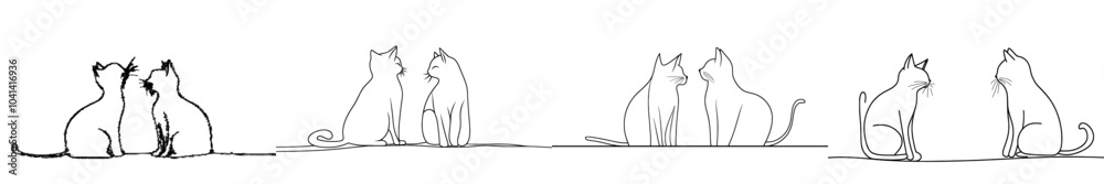 Poster The illustration is a continuous one line art design with two cats. It is a new minimalist design. It is based on a minimalism animal pet of cat which is a cat.