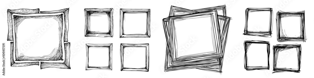 Aufkleber an art strokes neoteric modern kit composed of sketchy frames and hand-drawn square shapes. this kit