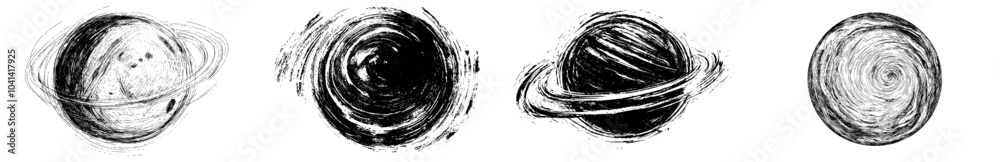 Leinwandbilder Isolated marker round elements isolated on white background. A collection of different brush drawn black circles. Scribble ovals and bubbles to circle and highlight text.