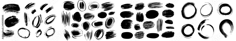 Aufkleber Underlining and strikethroughs in marker pen. Hand drawn collection of scribble lines and brush strokes. Crosses, ovals, and strikethroughs. Modern black ink illustration of scribbles.