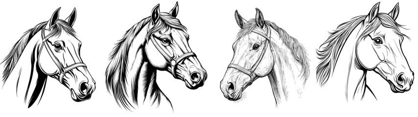 Black-lined horse on white background with modern lines