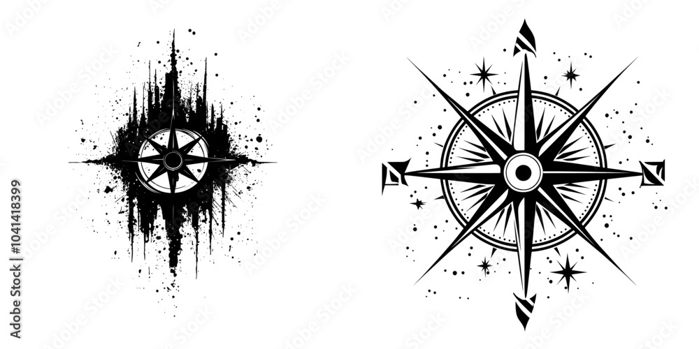 Poster the compass icon has a transparent background with an airplane on it