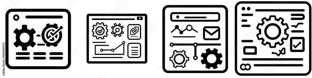 Leinwandbilder Icons representing function settings in a modern style. Editable illustration signs collection. Automated system symbols.