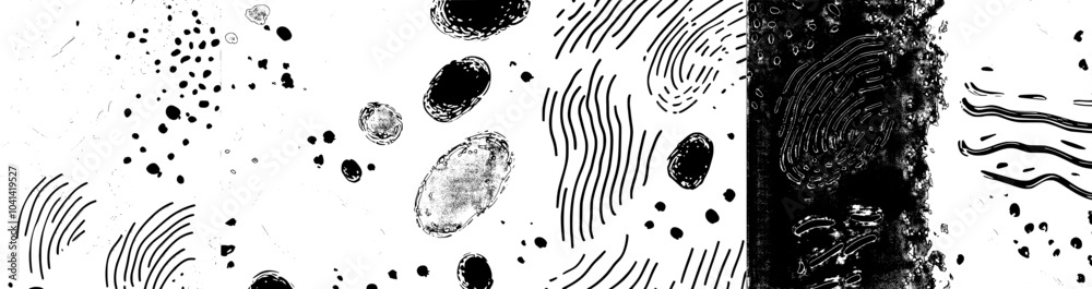 Poster set of abstract doodle backgrounds and seamless patterns. scribble lines, doodle shapes, endless tex