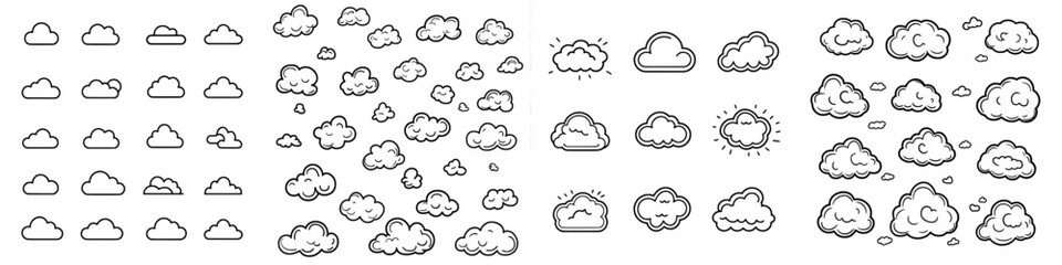 Obraz premium Modern cloud icon set. Baby clouds illustration sign collection. Cloud symbol or logo.