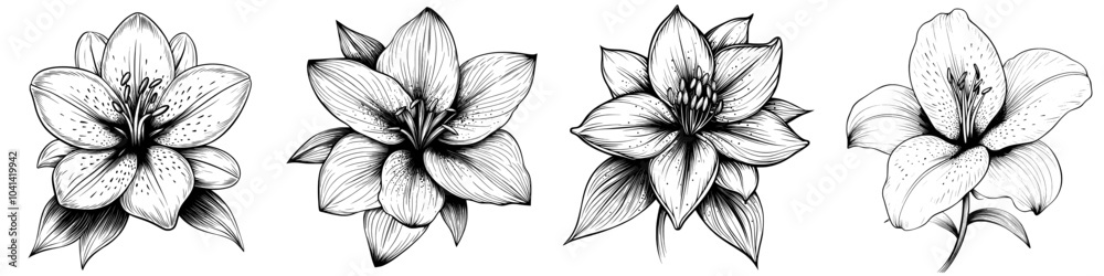 Aufkleber the avocado flower modern illustration includes hand drawn linear lines on a white background. it al