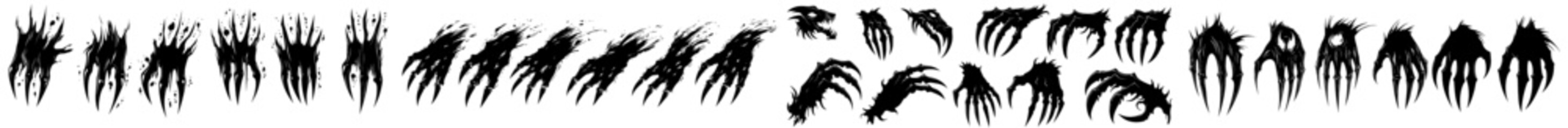 Obraz premium Hand drawn anime silhouettes with fire flame effect. Modern isolated illustration with black ink.