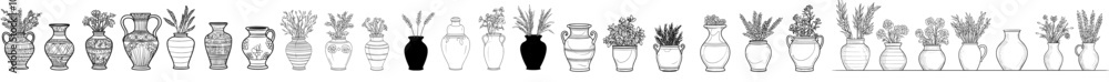 Poster the vase outline collection is elegant simplicity. perfect for art, decoration, or web design. two f