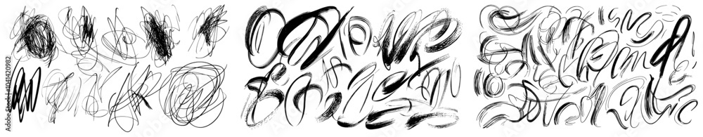 Aufkleber in this modern set of doodle paintings you will find underlined scripts, sketch brush scribbles, ink
