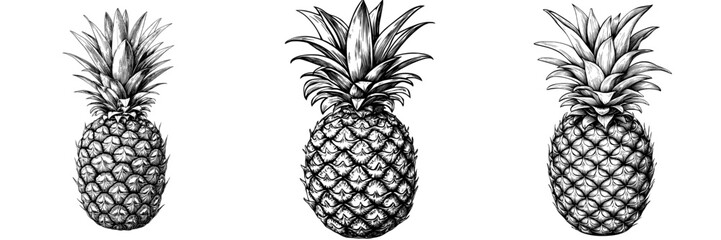 Fototapeta premium Isolated pineapple engraving hand drawn modern illustration