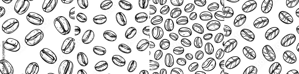 Poster in this hand-drawn seamless pattern, there are barley seeds in monochrome sketch style isolated on w