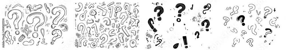 Leinwandbilder A group of hand-drawn question marks arranged in a semicircle. Questionnaire wallpaper. Choice-problem-question-doubt or query concept. FAQ. Banner copy space.