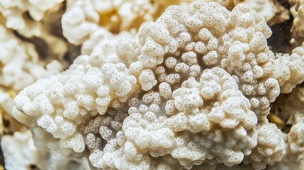 Close-Up of Porous White and Beige Coral with Fine Details