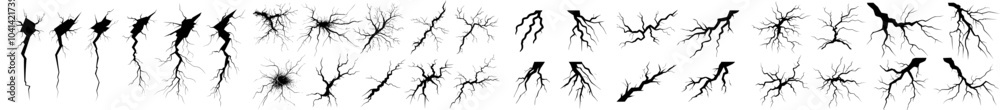 Poster the modern graphic elements collection includes a set of lightning silhouettes for thunderstorms. li