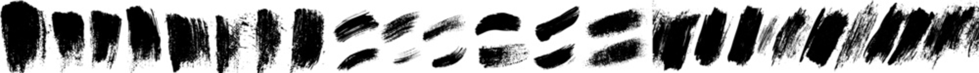 Brush strokes with straight line modern Asian ink. Black hand drawn stripes, smears. Calligraphy brush strokes set. Rough grungy thick paint line texture. Modern sketch lines.