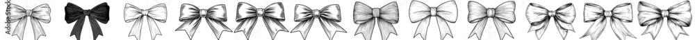 Poster an illustration of linear bows isolated on a white background. icon set with modern outline icons. r
