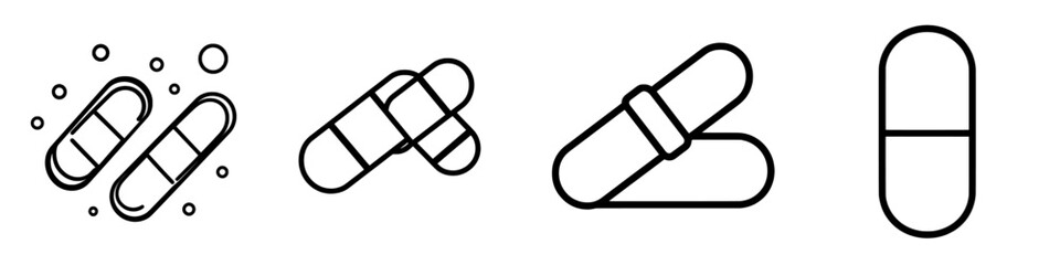 Obraz premium The medicine tablet icon line is a modern design illustration template in a trendy style.