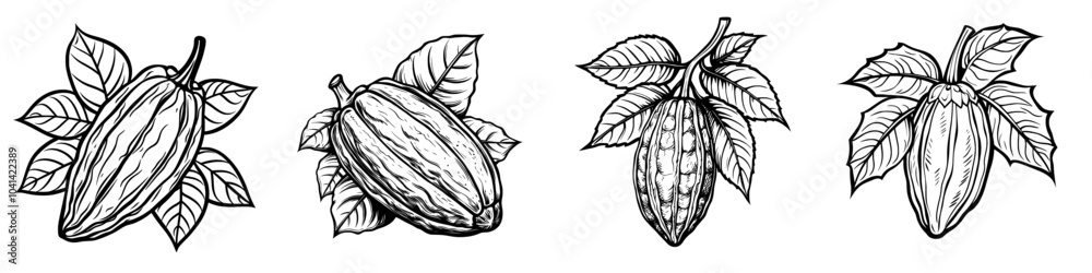 Aufkleber an illustration of breadfruit sketches drawn by hand with a transparent background