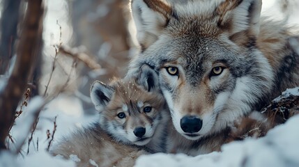 Obraz premium 様々な野生動物の母と子供