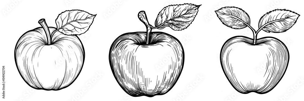 Aufkleber the york imperial apple is a realistic, ink sketch with a transparent background of the fruit outlin