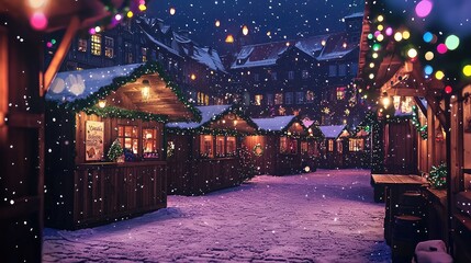 Obraz premium Traditional German Christmas Market at Night