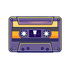 Timeless Nostalgia: A vibrant cartoon cassette tape, embodying the iconic style of the 80s, captures the retro spirit and playful essence of a bygone musical era.