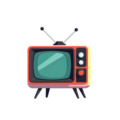 A vibrant 80s retro television set, bursting with nostalgia. This charming cartoon captures the essence of vintage entertainment in playful colors and whimsical design.