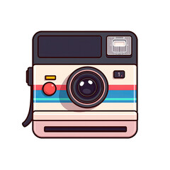 Retro Instant Camera Delight: This charming cartoon-style illustration captures the essence of 80s nostalgia with vibrant colors and playful design, embodying the spirit of instant memories.