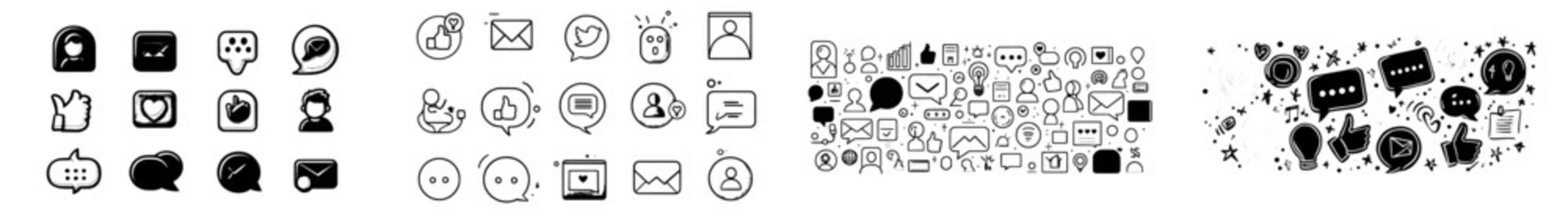 A modern design illustration template for feedback icon collection in a trendy style with editable strokes