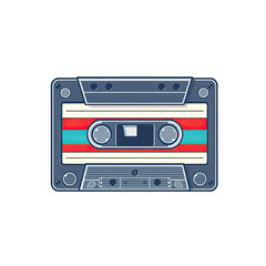 Obraz premium Nostalgic 80s Cassette Tape Illustration: A Retro Icon of Music Culture. Celebrate the vibrant colors and vintage design that evoke memories of a cherished musical era.