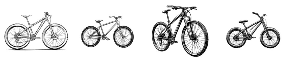Fototapeta premium Graphite bicycle vintage sketch modern line art, illustration background