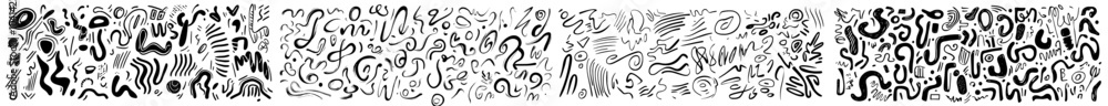 Poster smudges, strikethroughs, and swirls created with charcoal. horizontal sketches of wavy lines.