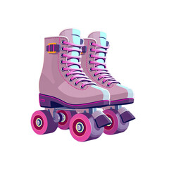 Retro Glam: A charming pair of pink roller skates, embodying the vibrant spirit of the 80s with their playful design and nostalgic flair, perfect for evoking memories of carefree days on wheels.