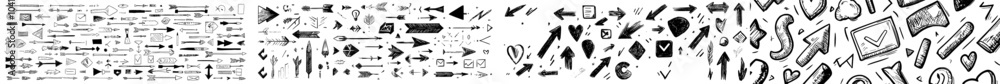 Leinwandbilder sketch line frames, pointers. draw arrows, circles, ovals, squares, check marks, and navigation symb