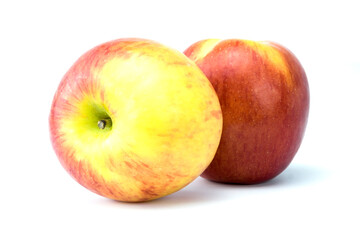 Red apples (Gala Apple) isolated on white background close up stacking