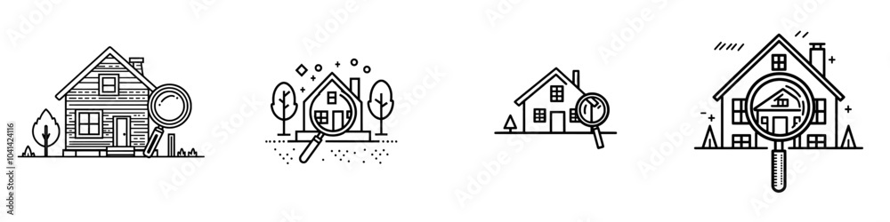 Poster Solid modern design in trendy style for property search quality control icon