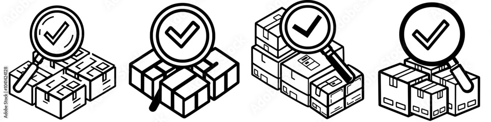 Poster solid modern design of a cardboard quality control icon