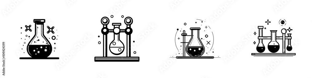 Aufkleber Icon of a flask test in a solid modern style