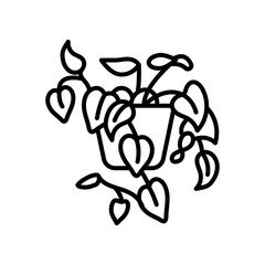 Heartleaf Philodendron Outline Icon, Vector illustration