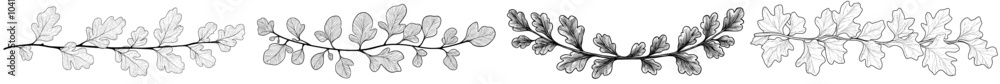 Aufkleber simple oak leaf outline hanging on a line. suitable for minimalistic autumn designs.