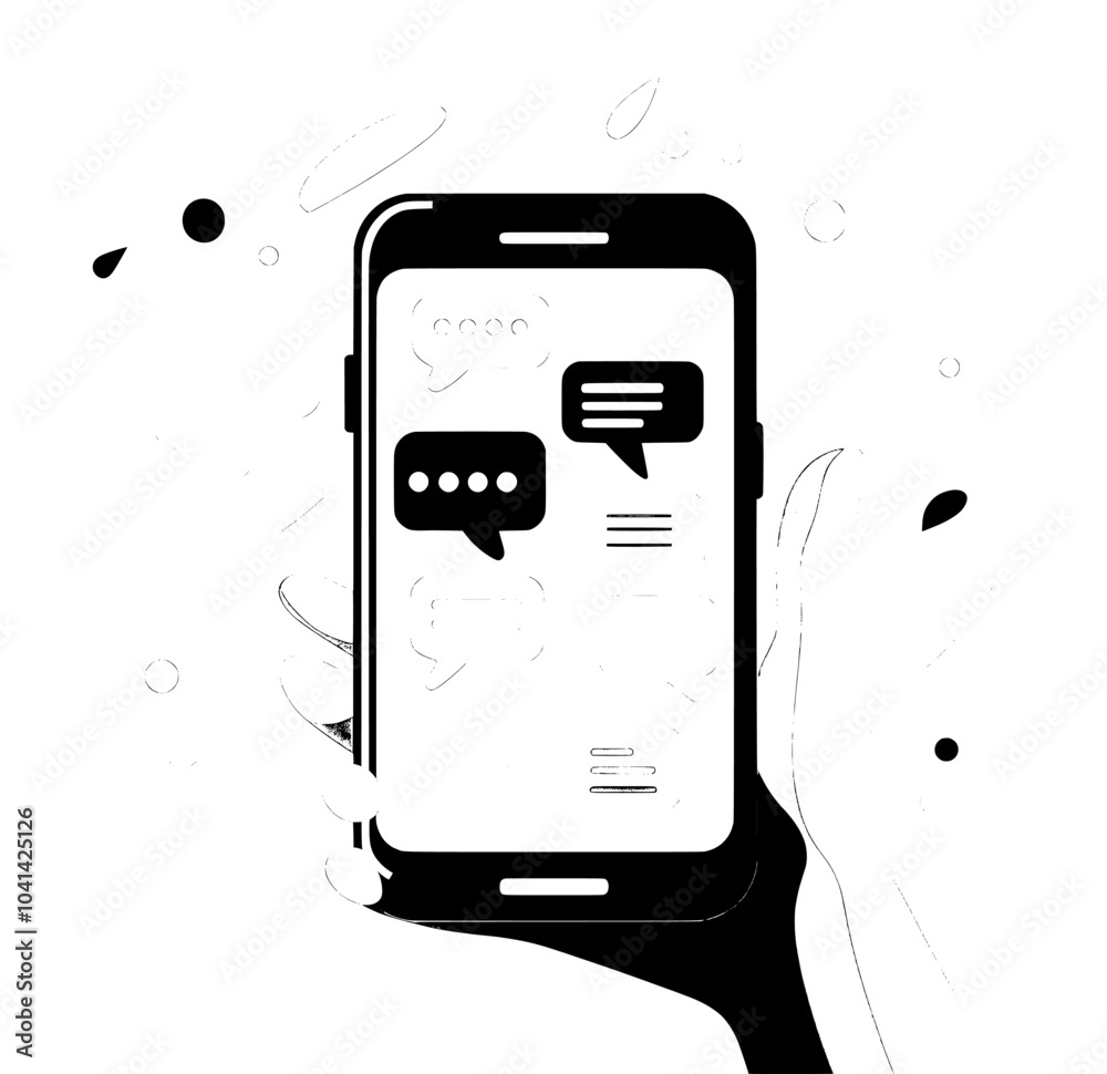 Aufkleber the hand of a female using a smartphone is shown isolated from the background in a modern top view i