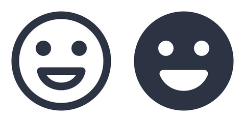 Laughing Face simple icons set designed in filled, outline, line and stroke style