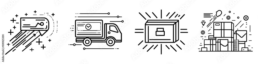 Poster modern icon line modern design in trendy style for fast delivery