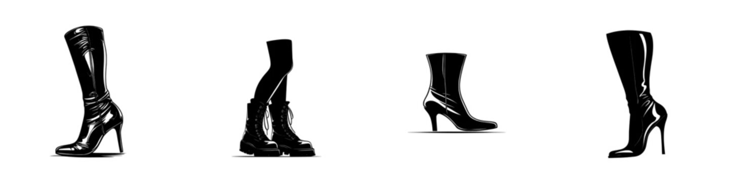 Stylish high boot icon made of solid modern design