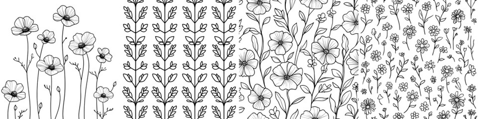 Flowering roses isolated from the background. Wild spring leaf wildflowers isolated from the background.